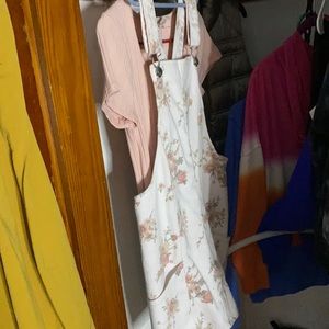 Pink shirt and buttoned skirt combo